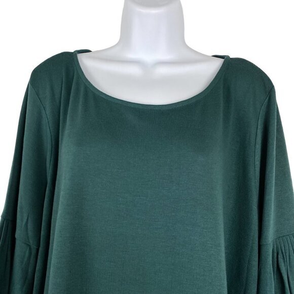 Talbots Top Puff Sleeve Green Solid‎ Polyester Blend NWT Women's 3XP - Picture 4 of 10